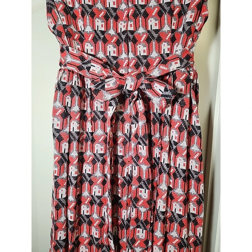 Vintage MOTHERHOOD Knit House Print Red Maternity Maxi‎ Dress SIZE M Acrylic